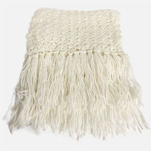 Vintage Hand Crocheted Knit Winter Weather Scarf with Fringed Edges 🧣❄️🧣❄️